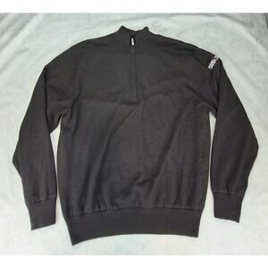 FootJoy Mens 1/4 Zip Wool Knit Black Lined Pullover Sweater Golf Embroidered L